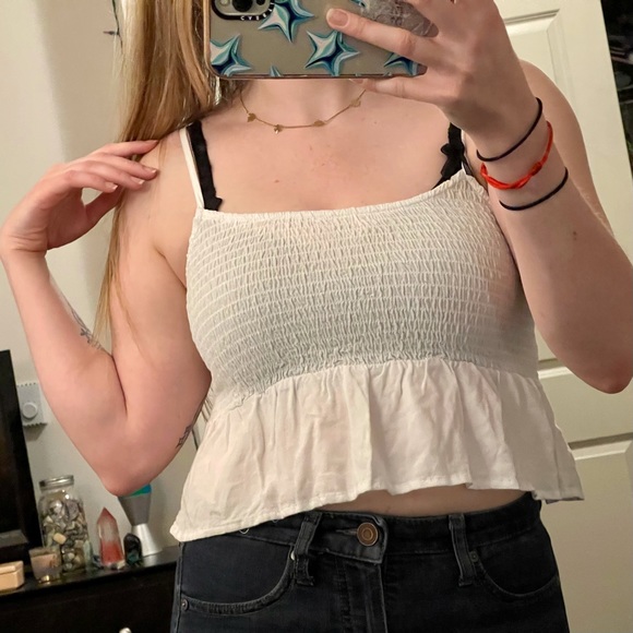 LA HEARTS | PacSun Cute Smocked Crop Top Tank Shirt Beachy Summer Size Small EUC - Picture 15 of 15